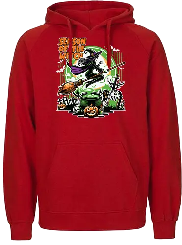 Season of the witch - witch, halloween, broomstick, cauldron, graveyard, pumpkin, skull, tombstone, spooky, moon - Fairtrade Hoodie