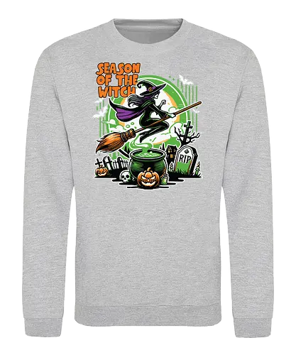 Season of the witch - witch, halloween, broomstick, cauldron, graveyard, pumpkin, skull, tombstone, spooky, moon - Sweatshirt