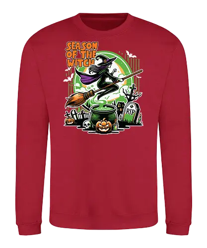 Season of the witch - witch, halloween, broomstick, cauldron, graveyard, pumpkin, skull, tombstone, spooky, moon - Sweatshirt