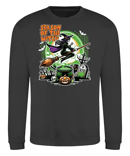 Season of the witch - witch, halloween, broomstick, cauldron, graveyard, pumpkin, skull, tombstone, spooky, moon - Sweatshirt