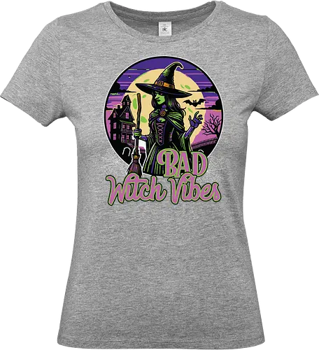 Bad Witch Vibes - witch, halloween, moon, hat, spooky, haunted house, broom, spider webs, gothic, night - Standard T-Shirt (Frauen)