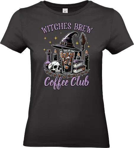 Witches Brew Coffee Club - witchcraft, coffee, skull, hat, candles, potions, spooky, books, stars, halloween - Standard T-Shirt (Frauen)
