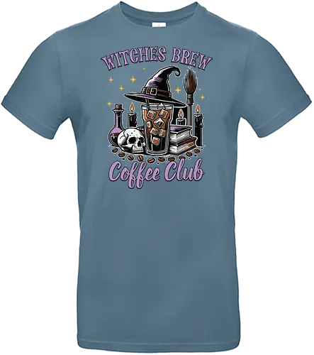 Witches Brew Coffee Club - witchcraft, coffee, skull, hat, candles, potions, spooky, books, stars, halloween - Standard T-Shirt