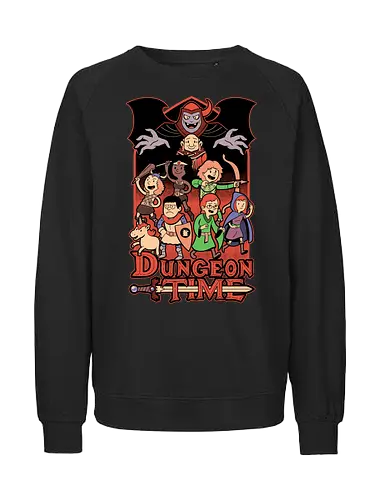 Dungeon Time Animation RPG - rpg, Pen and Paper, d20, dungeon master, role-playing game, tabletop, game master, tv show, animation, cartoon, adventure, fantasy, classic, retro, magic, vintage, unicorn, villain, dungeon - Fairtrade Sweatshirt