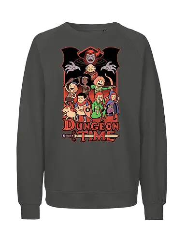 Dungeon Time Animation RPG - rpg, Pen and Paper, d20, dungeon master, role-playing game, tabletop, game master, tv show, animation, cartoon, adventure, fantasy, classic, retro, magic, vintage, unicorn, villain, dungeon - Fairtrade Sweatshirt