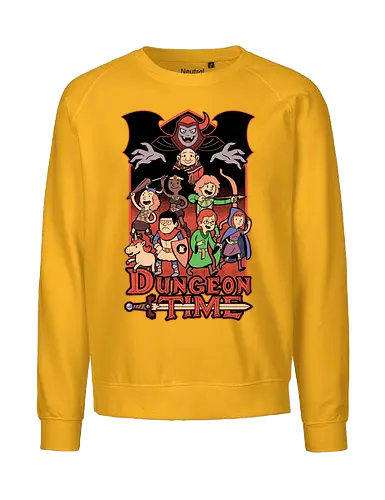Dungeon Time Animation RPG - rpg, Pen and Paper, d20, dungeon master, role-playing game, tabletop, game master, tv show, animation, cartoon, adventure, fantasy, classic, retro, magic, vintage, unicorn, villain, dungeon - Fairtrade Sweatshirt