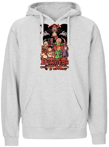 Dungeon Time Animation RPG - rpg, Pen and Paper, d20, dungeon master, role-playing game, tabletop, game master, tv show, animation, cartoon, adventure, fantasy, classic, retro, magic, vintage, unicorn, villain, dungeon - Fairtrade Hoodie