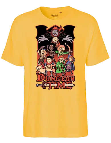 Dungeon Time Animation RPG - rpg, Pen and Paper, d20, dungeon master, role-playing game, tabletop, game master, tv show, animation, cartoon, adventure, fantasy, classic, retro, magic, vintage, unicorn, villain, dungeon - Fairtrade T-Shirt