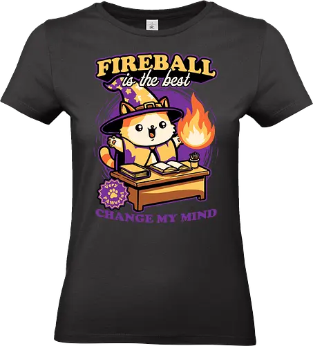 Wizard Cat Fireball - cat, magic, magical, fireball, ritual, mage, wizard, sorcerer, rpg, role-playing game, role-play, Role-playing, pet, Pen and Paper, d20, fun, funny, cute - Standard T-Shirt (Frauen)
