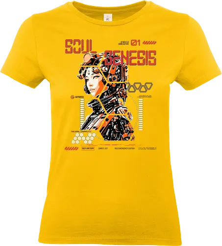 Soul Genesis Red Emergency Edition - Soul, Genesis, Cyberpunk, Sci-Fi, Soul Genesis, AI Fashion, Red Edition, Emergency Edition, Techwear, Futuristic, Gamer Shirt, Neon Future, Cyborg, Retro Sci-Fi, Geschenkidee, Nerd Fashion, Geek Style, Dystopian, Anime Cyberpunk, Robotic Art, AI Core, Cyber Soul - Standard T-Shirt (Frauen)