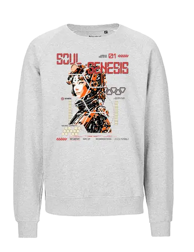 Soul Genesis Red Emergency Edition - Soul, Genesis, Cyberpunk, Sci-Fi, Soul Genesis, AI Fashion, Red Edition, Emergency Edition, Techwear, Futuristic, Gamer Shirt, Neon Future, Cyborg, Retro Sci-Fi, Geschenkidee, Nerd Fashion, Geek Style, Dystopian, Anime Cyberpunk, Robotic Art, AI Core, Cyber Soul - Fairtrade Sweatshirt