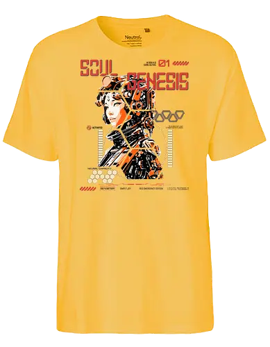 Soul Genesis Red Emergency Edition - Soul, Genesis, Cyberpunk, Sci-Fi, Soul Genesis, AI Fashion, Red Edition, Emergency Edition, Techwear, Futuristic, Gamer Shirt, Neon Future, Cyborg, Retro Sci-Fi, Geschenkidee, Nerd Fashion, Geek Style, Dystopian, Anime Cyberpunk, Robotic Art, AI Core, Cyber Soul - Fairtrade T-Shirt