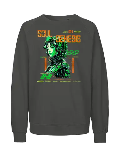 Soul Genesis - Green Singularity Edition - Cyberpunk, Sci-Fi, Soul Genesis, Green Singularity, Futuristic Fashion, Techwear, Posthuman Style, Neural Shift, Digital Awakening, System Reboot, Conscious Rebellion, Futurewear, Cyber Aesthetic, AI Culture, Glitch Art, Soft Resistance, Urban Cyberstyle, Mind Hack, Alternative Mode, Signal Disruptor - Fairtrade Sweatshirt