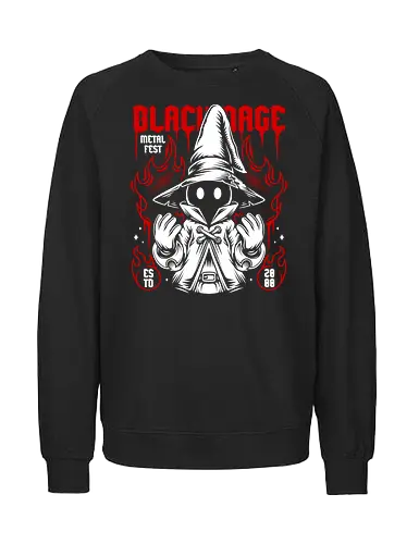 Black Mage Metal Fest - vivi ornitier, black mage, Final, final fantasy ix, final fantasy 9, ffix, video games, video game, gaming, gamer, japanese art, sumi-e, sumie, final fantasy ix remake, Kweh, metal, heavy metal, metal music, metal band, music fest, music festival - Fairtrade Sweatshirt