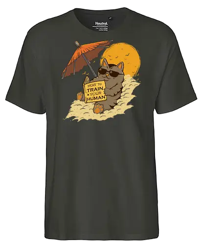 How to Train your Human - cat, summer, CatLogic, neko - Fairtrade T-Shirt