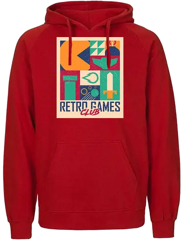 Retro Games Club - 1980s, 80s, 90s, action, arcade, gaming, geometric, minimalist, nostalgia, retro, retro gamer, retro video game, retrogaming, vintage, video games - Fairtrade Hoodie