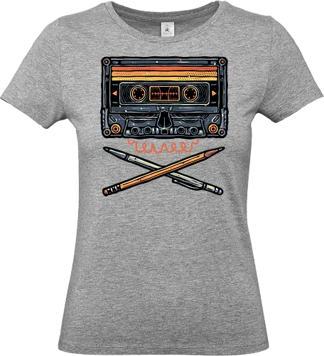 Crossbone Cassette - Retro, classic, vintage, cassette, cassette tape, pen, pencils - Standard T-Shirt (Frauen)