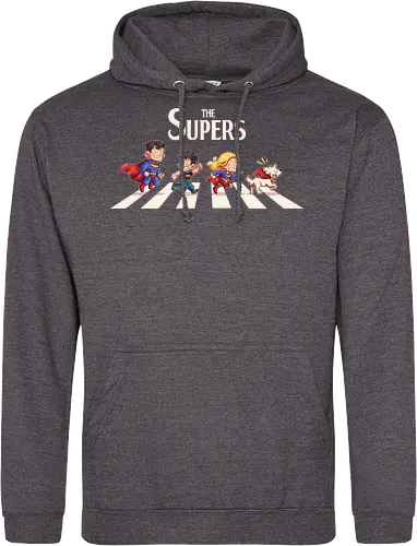 The Supers - super, superheroes, superman, comics, abbey road, parody, krypto, supergirl, superboy, clark kent - Standard Hoodie