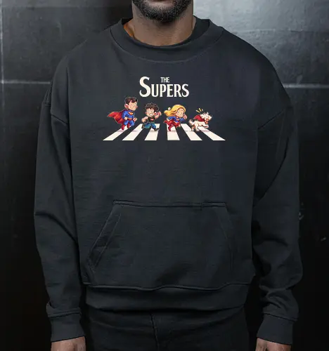 The Supers - super, superheroes, superman, comics, abbey road, parody, krypto, supergirl, superboy, clark kent - Cropped Sweatshirt