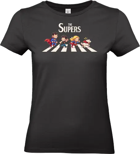 The Supers - super, superheroes, superman, comics, abbey road, parody, krypto, supergirl, superboy, clark kent - Standard T-Shirt (Frauen)