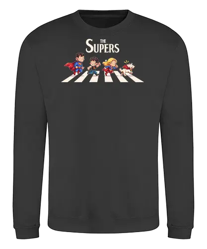 The Supers - super, superheroes, superman, comics, abbey road, parody, krypto, supergirl, superboy, clark kent - Sweatshirt