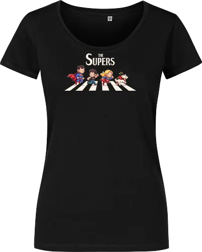 The Supers - super, superheroes, superman, comics, abbey road, parody, krypto, supergirl, superboy, clark kent - Damen T-Shirt