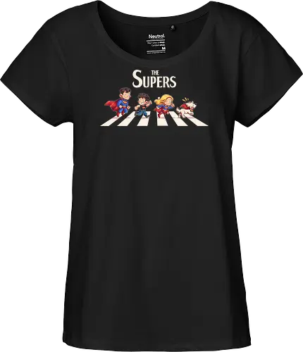 The Supers - super, superheroes, superman, comics, abbey road, parody, krypto, supergirl, superboy, clark kent - Fairtrade Girl Shirt