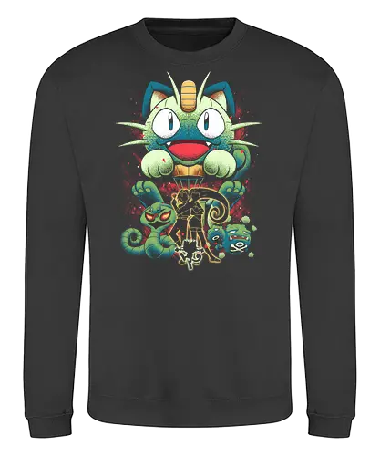Feline Type Balloon - meowth, cute, anime, cat, cats, team rocket, vintage, arbok, weezing, Pocket, pokemon meowth, giovanni, jessie, retro, retro vintage, pokemon rocket, james, meow thats right - Sweatshirt