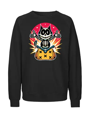 Ukiyo-E XRay Cat - cartoons, vintage, felix, felix the cat, felix cat, cat, cats, kitten, kitty, cartoon, cat lovers, felixthecat, funny cat, kitty cats, anime, retro, retro vintage - Fairtrade Sweatshirt
