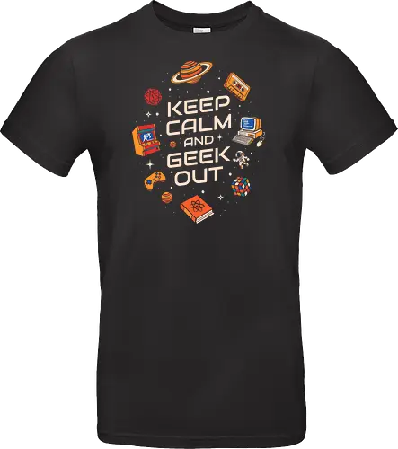Keep Calm And Geek Out - geek, astronaut, book, casette, computer, developer, gamer, humor, music, nerd, programmer, retro, scifi, video game, vintage - Standard T-Shirt