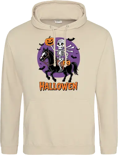 Halloween Skeleton Trick-or-Treating on a Horse Art