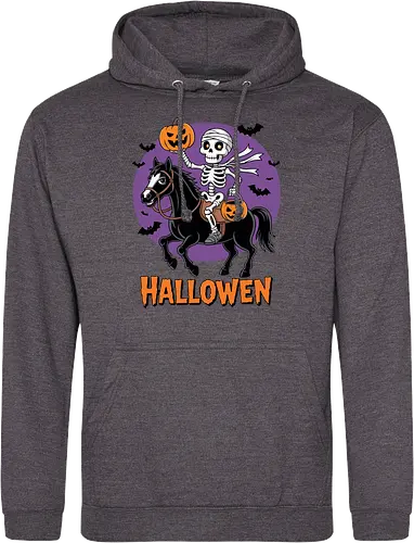 Halloween Skeleton Trick-or-Treating on a Horse Art