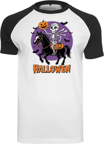 Halloween Skeleton Trick-or-Treating on a Horse Art