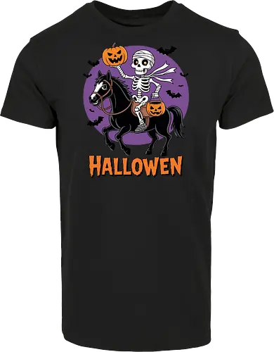 Halloween Skeleton Trick-or-Treating on a Horse Art