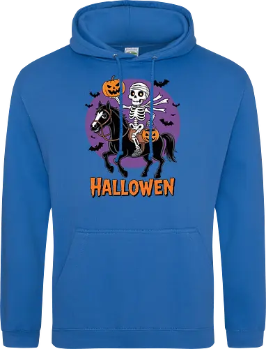 Halloween Skeleton Trick-or-Treating on a Horse Art