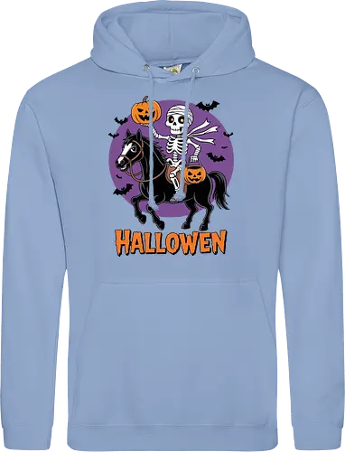 Halloween Skeleton Trick-or-Treating on a Horse Art