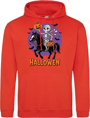 Halloween Skeleton Trick-or-Treating on a Horse Art