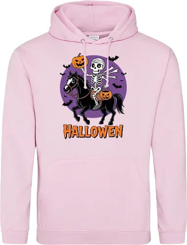 Halloween Skeleton Trick-or-Treating on a Horse Art