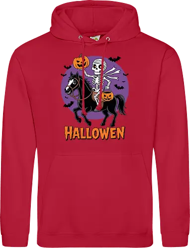 Halloween Skeleton Trick-or-Treating on a Horse Art