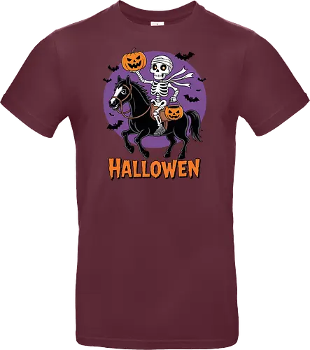 Halloween Skeleton Trick-or-Treating on a Horse Art