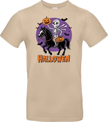 Halloween Skeleton Trick-or-Treating on a Horse Art