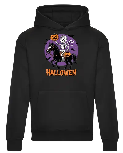 Halloween Skeleton Trick-or-Treating on a Horse Art