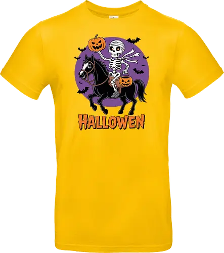 Halloween Skeleton Trick-or-Treating on a Horse Art
