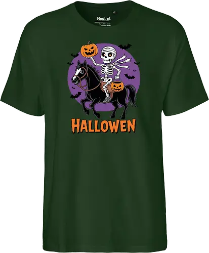 Halloween Skeleton Trick-or-Treating on a Horse Art
