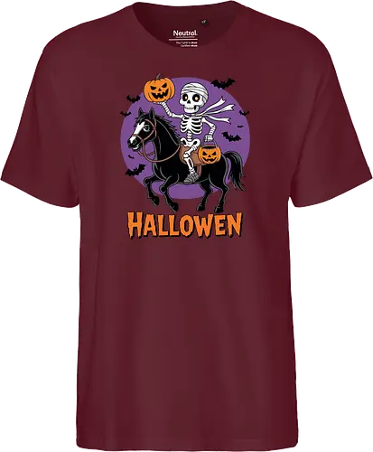 Halloween Skeleton Trick-or-Treating on a Horse Art