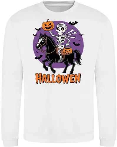 Halloween Skeleton Trick-or-Treating on a Horse Art
