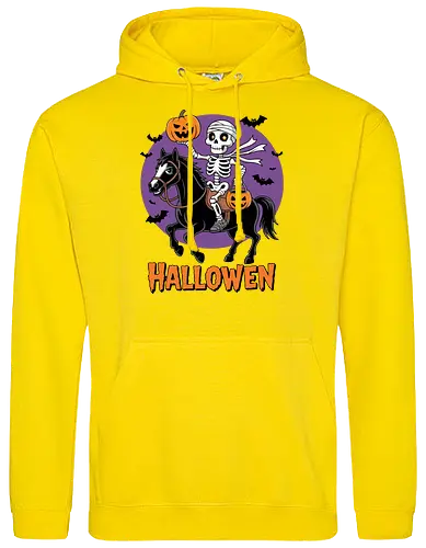 Halloween Skeleton Trick-or-Treating on a Horse Art
