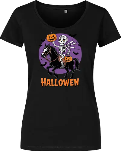 Halloween Skeleton Trick-or-Treating on a Horse Art