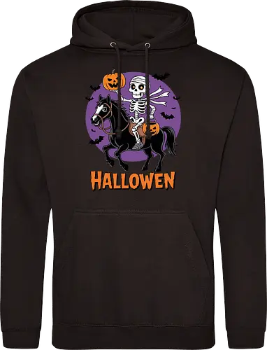 Halloween Skeleton Trick-or-Treating on a Horse Art