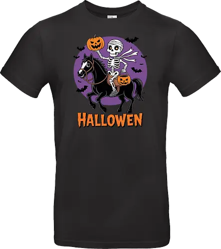 Halloween Skeleton Trick-or-Treating on a Horse Art